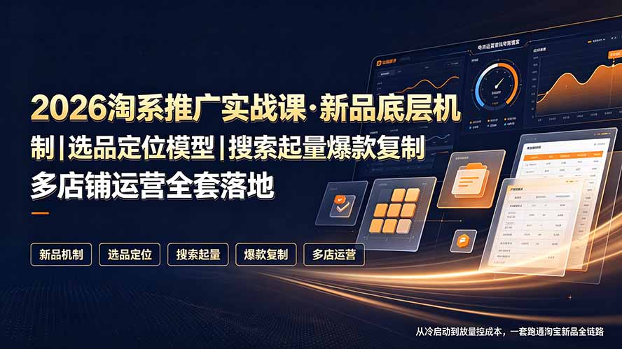 2026淘系推广实战课·新品底层机制｜选品定位模型｜搜索起量爆款复制多店铺运营全套落地教程-百盟网