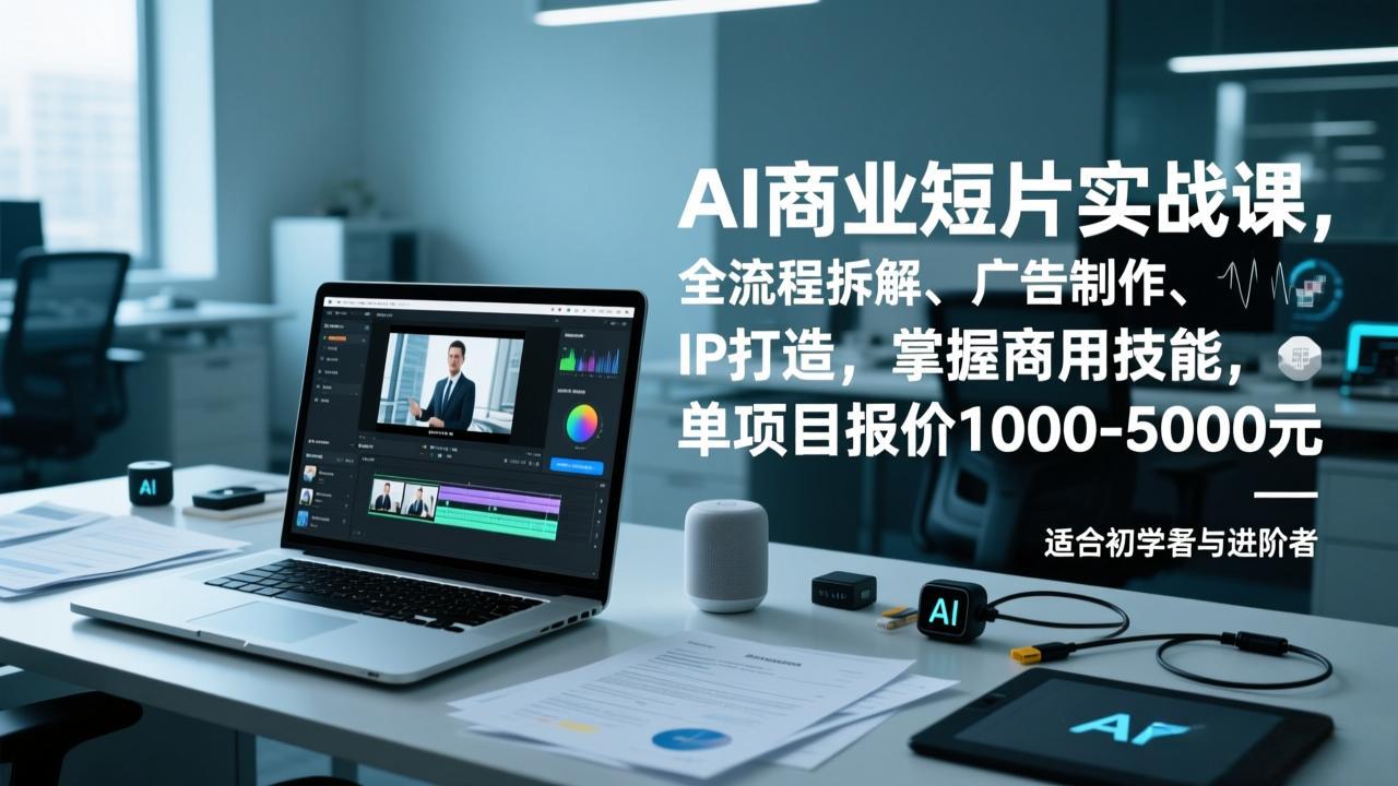 AI商业短片实战课，全流程拆解、广告制作、IP打造，掌握商用技能，单项目报价1000-5000元-百创网