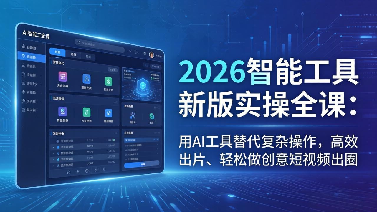 2026智能工具新版实操全课：用AI工具替代复杂操作，高效出片、轻松做创意短视频出圈-百盟网