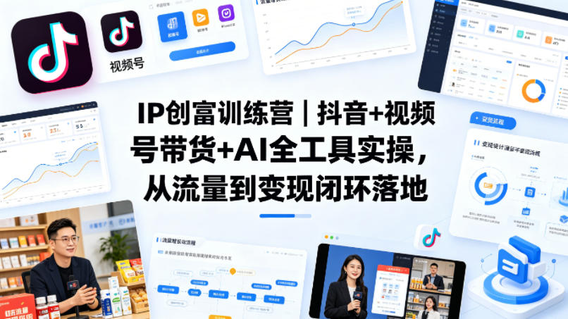 IP创富训练营｜抖音+视频号带货+AI全工具实操，从流量到变现闭环落地-百盟网