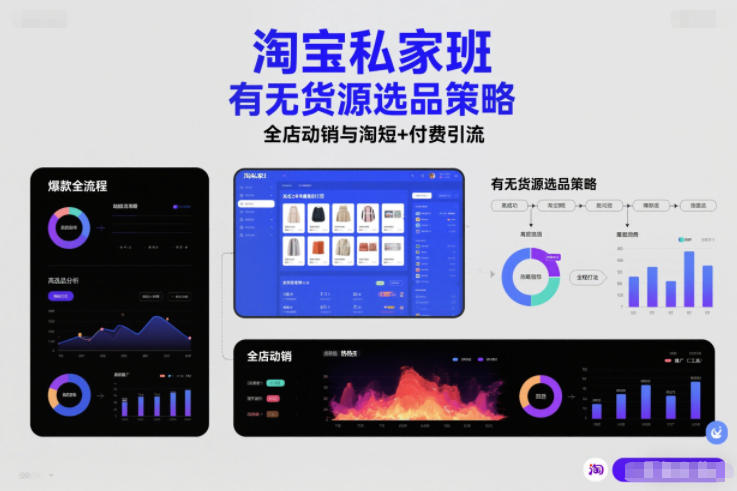 淘宝私家班，有无货源选品策略，高成功率爆款全流程打法，全店动销与淘短+付费引流(更新2026)-百创网