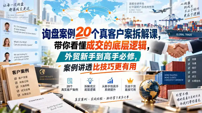 询盘案例20个真客户案拆解课,带你看懂成交的底层逻辑,外贸新手到高手必修,案例讲透比技巧更有用-百盟网
