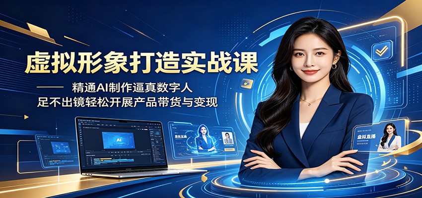 虚拟形象打造实战课:精通AI制作逼真数字人,足不出镜轻松开展产品带货与变现-百盟网