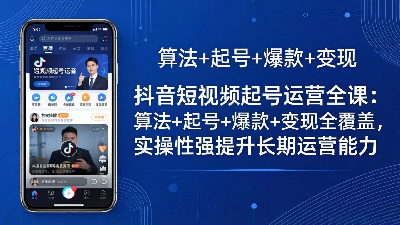 抖音短视频起号运营全课：算法+起号+爆款+变现全覆盖，实操性强提升长期运营能力-百盟网