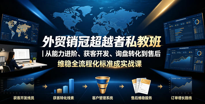 外贸销冠超越者私教班|从能力进阶、获客开发、询盘转化到售后维稳全流程标准化成交实战课-百盟网