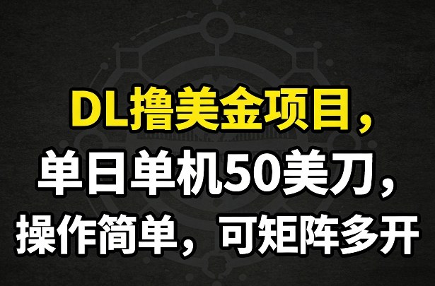 DL撸美金项目，单日单机50美刀，操作简单，可矩阵多开-百盟网