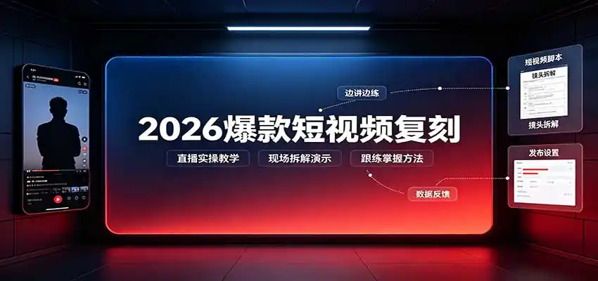 2026爆款短视频复刻：直播实操教学，配套文字文档掌握全流程-百盟网