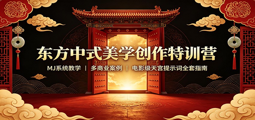 东方中式美学创作特训营：MJ系统教学，多商业案例，电影级天宫提示词全套指南-百盟网