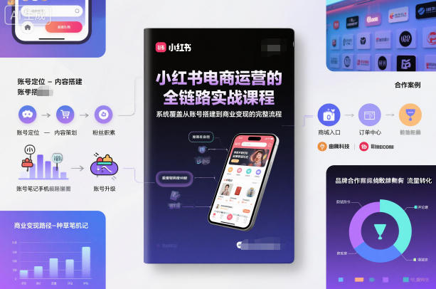 小红书电商运营的全链路实战课程，系统覆盖从账号搭建到商业变现的完整流程-百创网