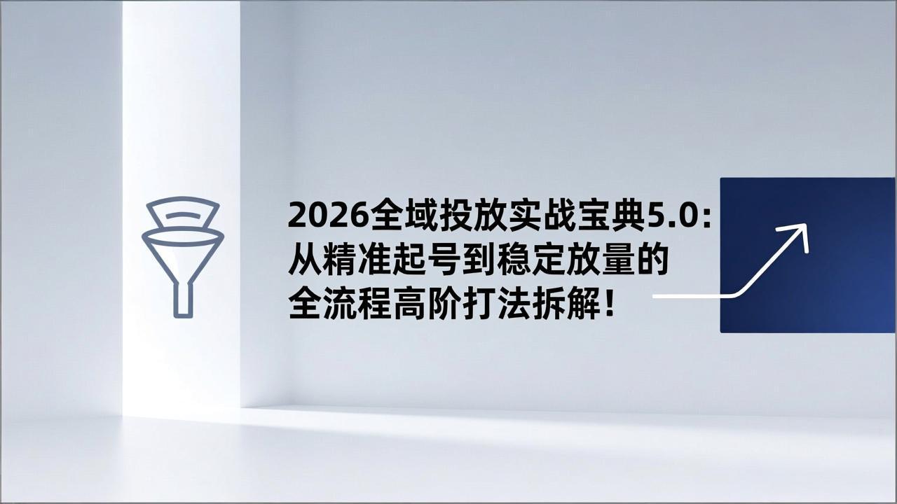 2026全域投放实战宝典5.0：从精准起号到稳定放量的全流程高阶打法拆解！-百创网