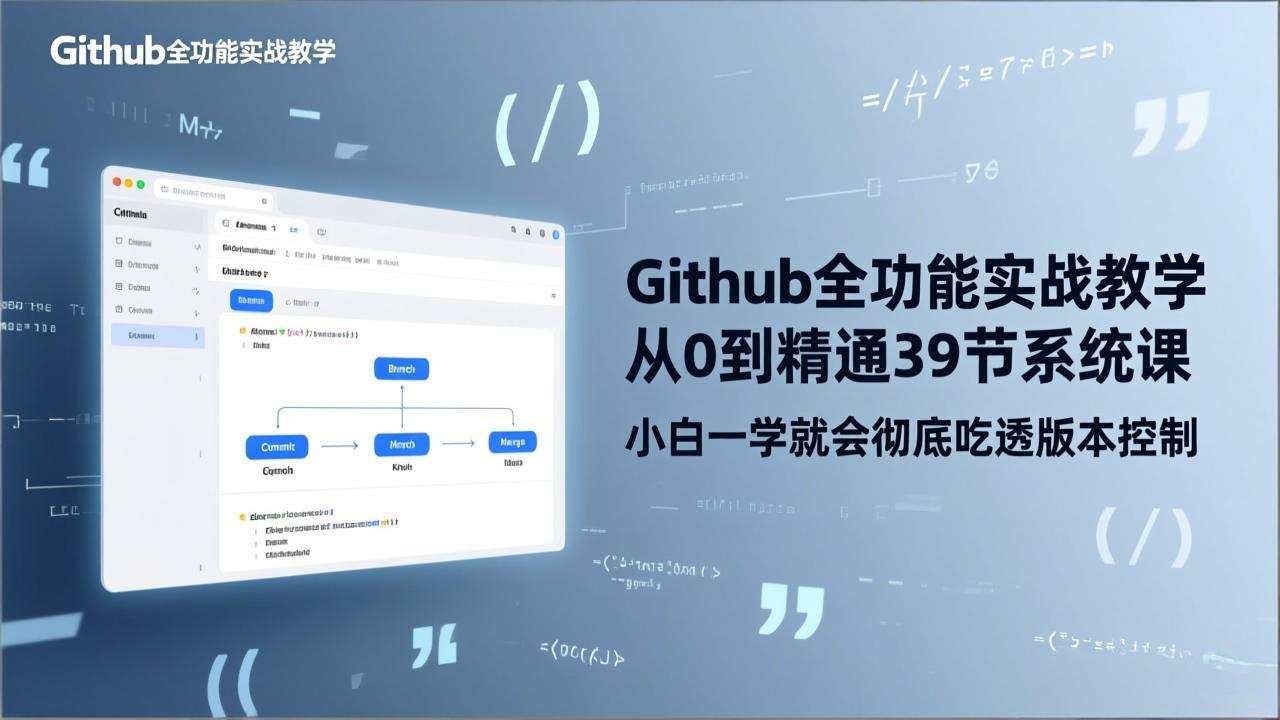 GitHub-全功能实战教学，从0到精通39节系统课，小白一学就会彻底吃透版本控制-百盟网