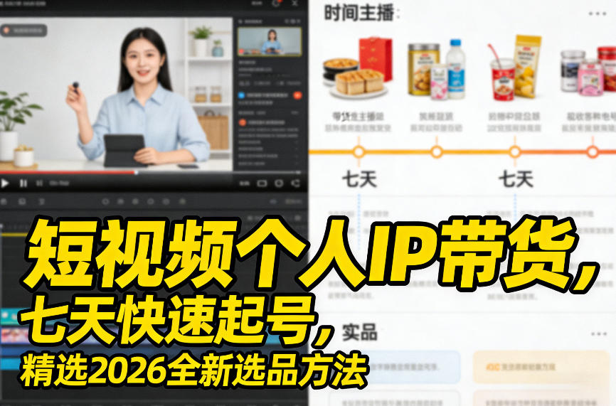 短视频个人IP带货，七天快速起号，精选2026全新选品方法-百盟网