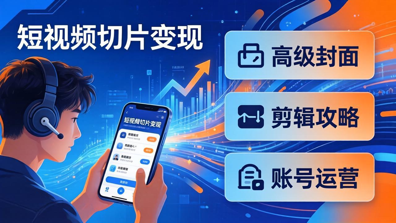 短视频切片变现速成班2.0：高级封面+剪辑攻略+账号运营，0基础小白快速入局副业-百盟网