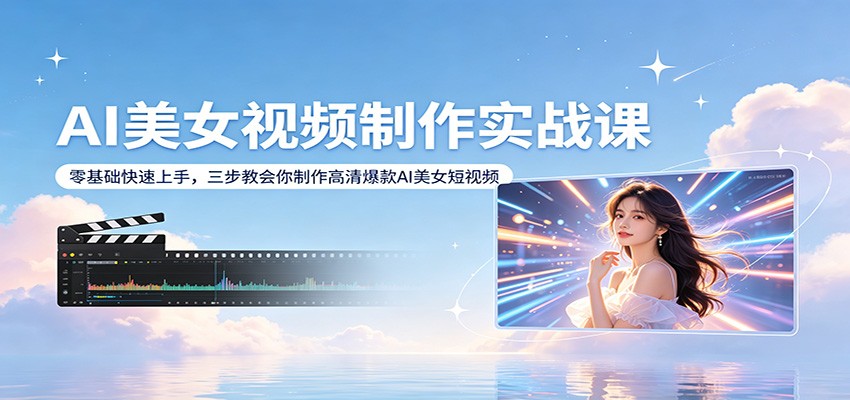 AI美女视频制作实战课：零基础快速上手，三步教会你制作高清爆款AI美女短视频-百盟网