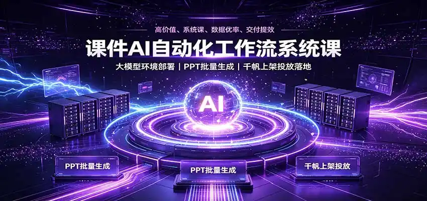 课件AI自动化工作流系统课：大模型环境部署，PPT批量生成，千帆上架投放落地-百盟网
