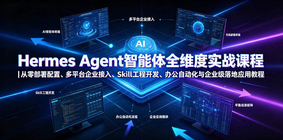 Hermes Agent智能体全维度实战课程｜从零部署配置、多平台企业接入、Skill工程开发、办公自动化与企业级落地应用教程-百盟网