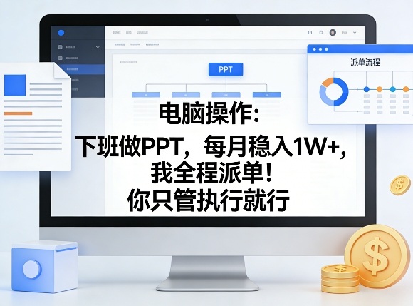 电脑操作：下班做PPT，每月稳入1W+，我全程派单！你只管执行就行【揭秘】-百盟网