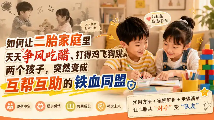 付费文章：如何让二胎家庭里天天争风吃醋、打得鸡飞狗跳的两个孩子，突然变成互帮互助的铁血同盟？-百盟网