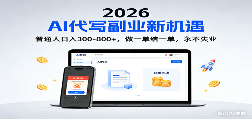 2026 副业首选！AI 代写日入 300-800，普通人0门槛，做一单结一单！-百创网