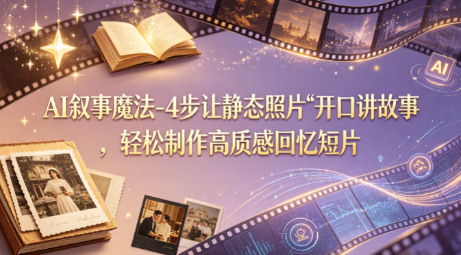 AI叙事魔法-4步让静态照片“开口讲故事”，轻松制作高质感回忆短片-百盟网