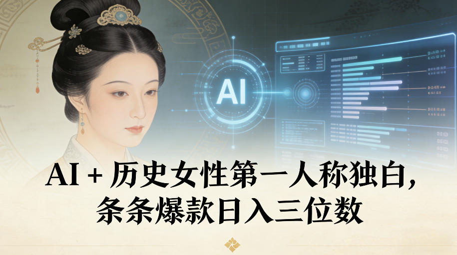 AI+历史女性第一人称独白，条条爆款日入三位数-百创网