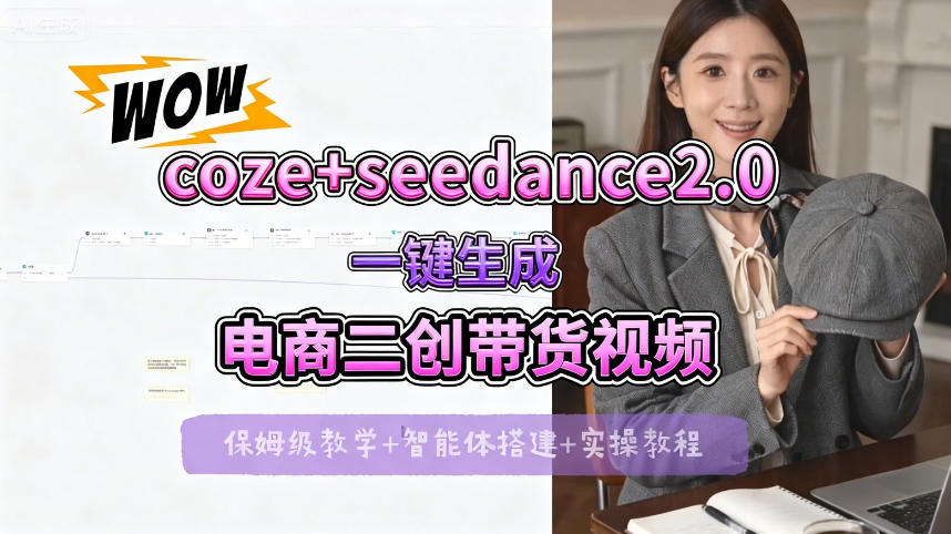 【Coze工作流搭建实操教程】seedance2.0+coze一键生成电商二创带货视频，全流程保姆级教学-百盟网
