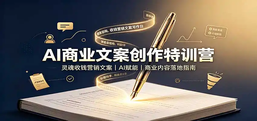 AI商业文案创作特训营：灵魂收钱营销文案，AI赋能，商业内容落地指南-百盟网