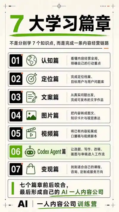 AI一人内容公司30天实战训练营，让Codex Agent自动参与内容创作持续做出更像你、更有竞争力的内容-百盟网