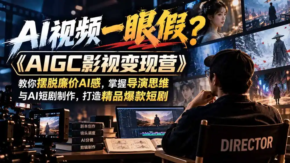 【无水印】AI视频一眼假？《AIGC影视变现营》教你摆脱廉价AI感，掌握导演思维与AI短剧制作，打造精品爆款短剧-百盟网