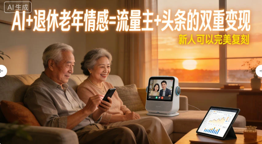 AI+退休老年情感=流量主+头条的双重变现，新人可以完美复刻-百创网