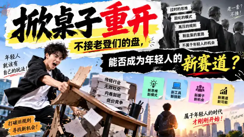 某公众号付费文章：掀桌子重开，不接老登们的盘，能否成为年轻人的新赛道？-百盟网