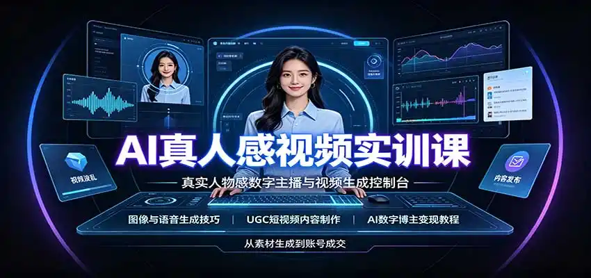 AI真人感视频实训课：图像语音生成，UGC内容制作，AI数字博主变现教程-百盟网