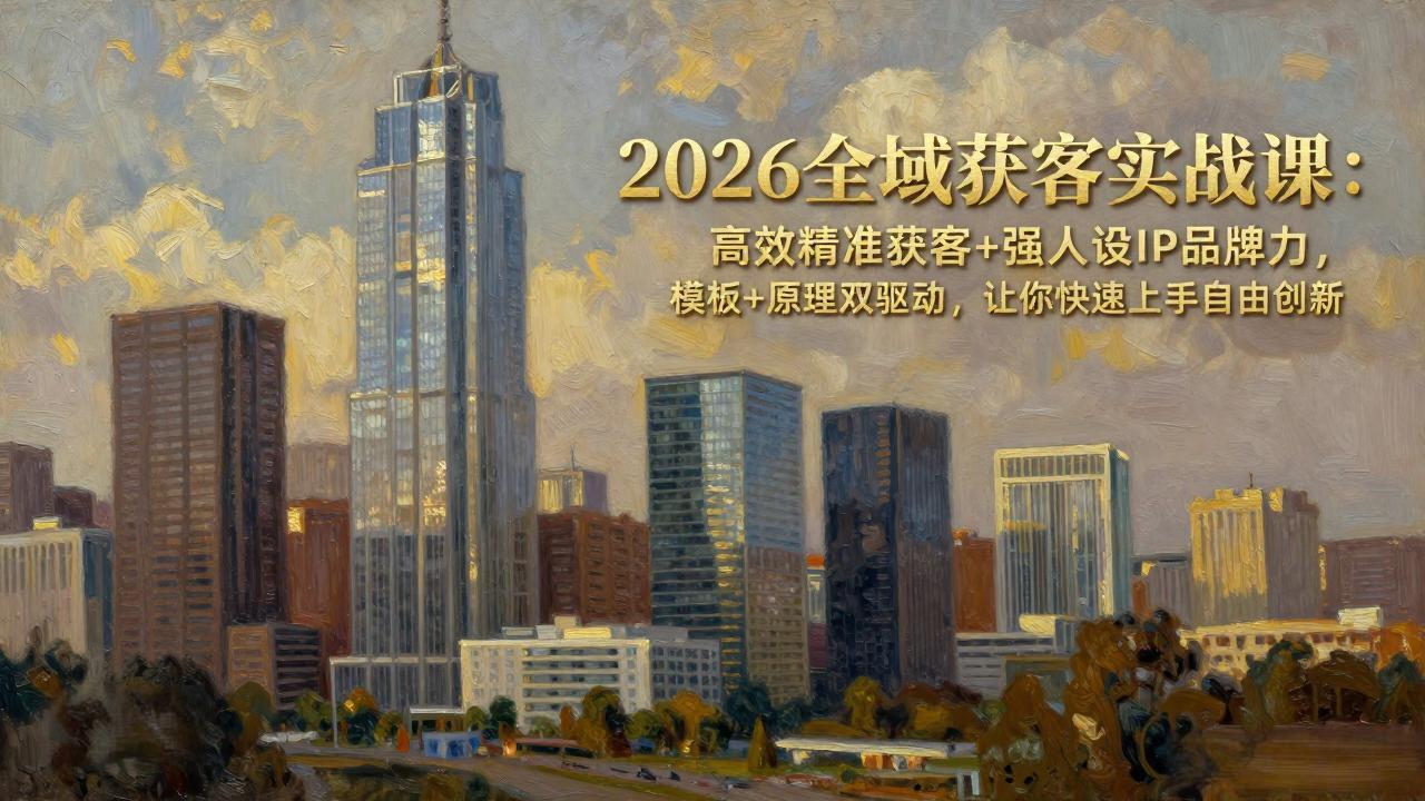 2026全域获客实战课：高效精准获客+强人设IP品牌力，模板+原理双驱动，让你快速上手自由创新-百盟网