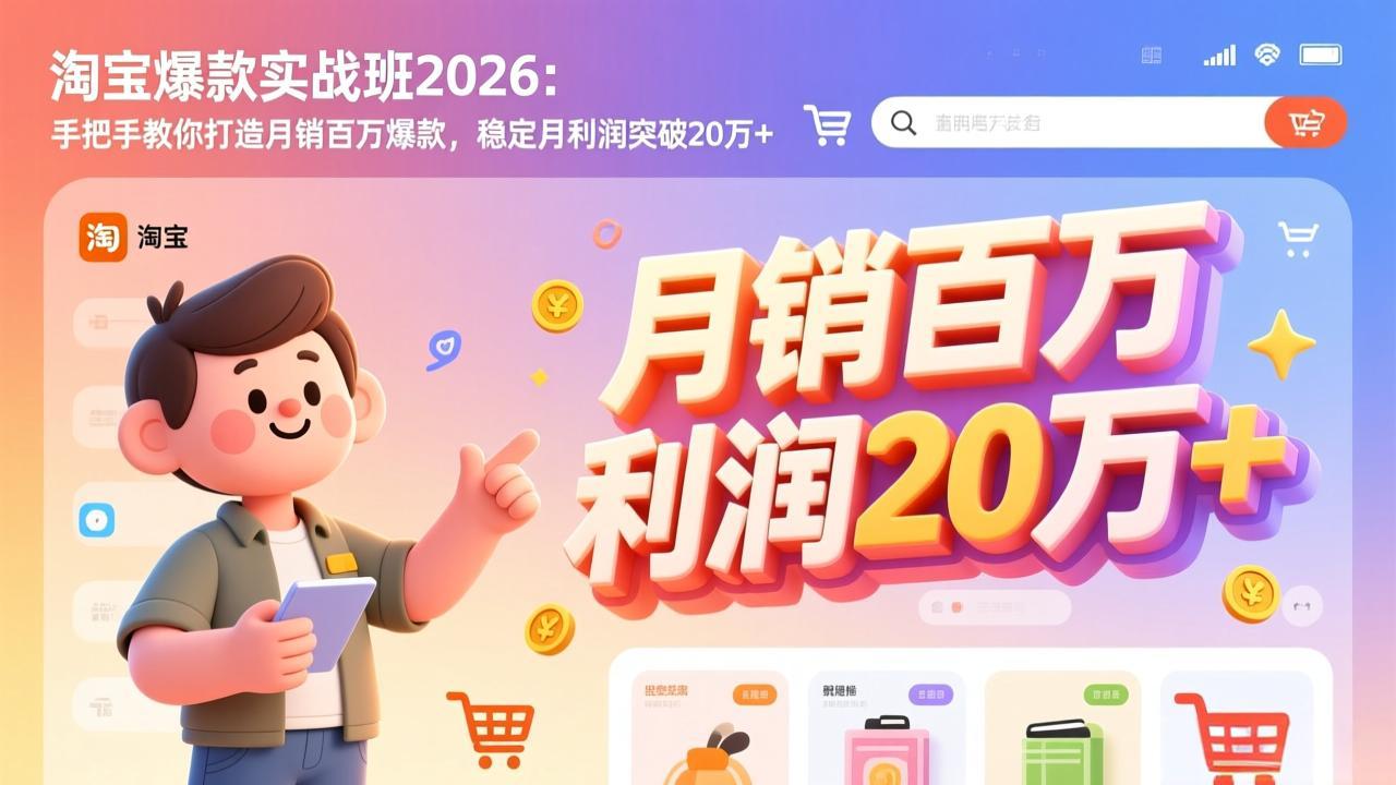 淘宝爆款实战班-2026年3月更新：手把手教你打造月销百万爆款，稳定月利润突破20万+-百盟网