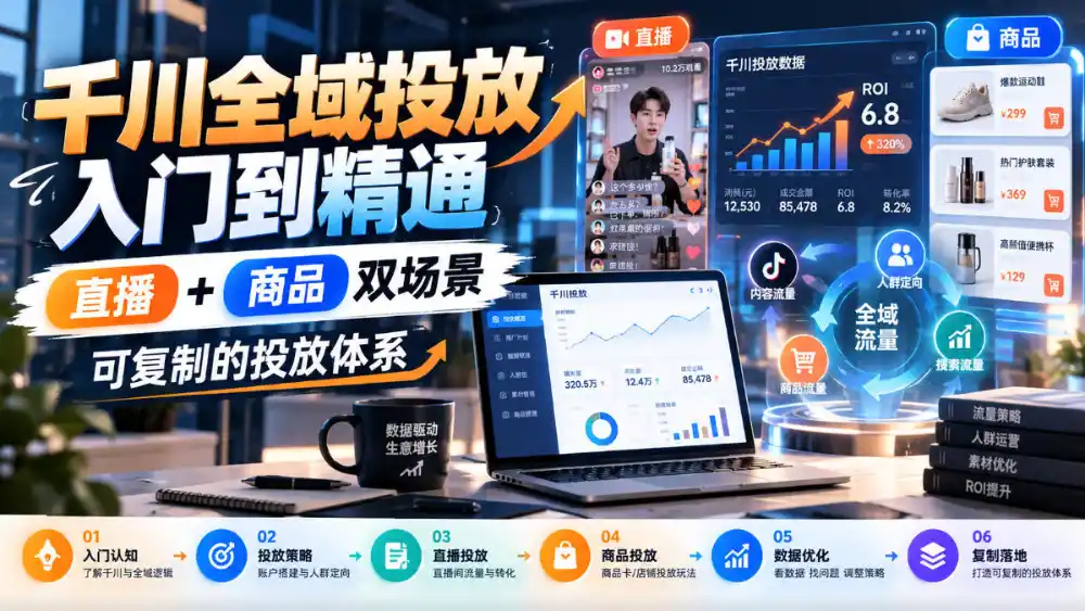 千川全域投放入门到精通，直播+商品双场景，可复制的投放体系-百盟网