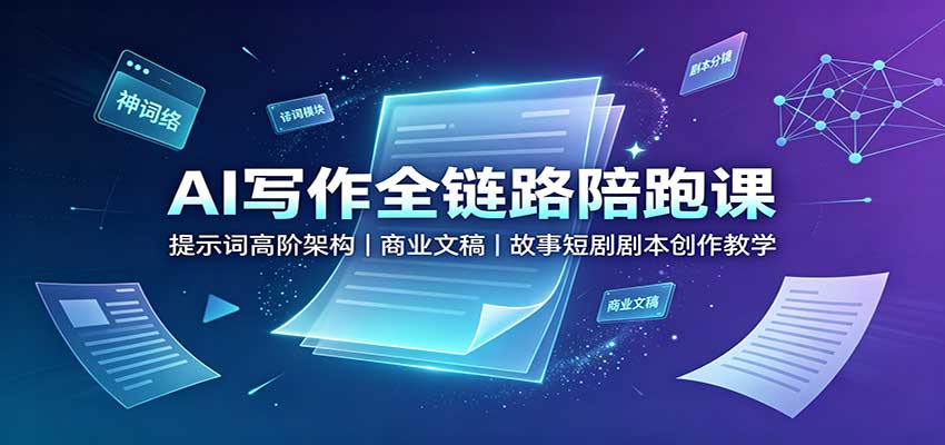 AI写作全链路陪跑课：提示词高阶架构，商业文稿，故事短剧剧本创作教学-百盟网