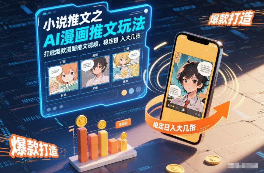 小说推文之AI漫画推文玩法，打造爆款漫画推文视频，稳定日入大几张-百创网