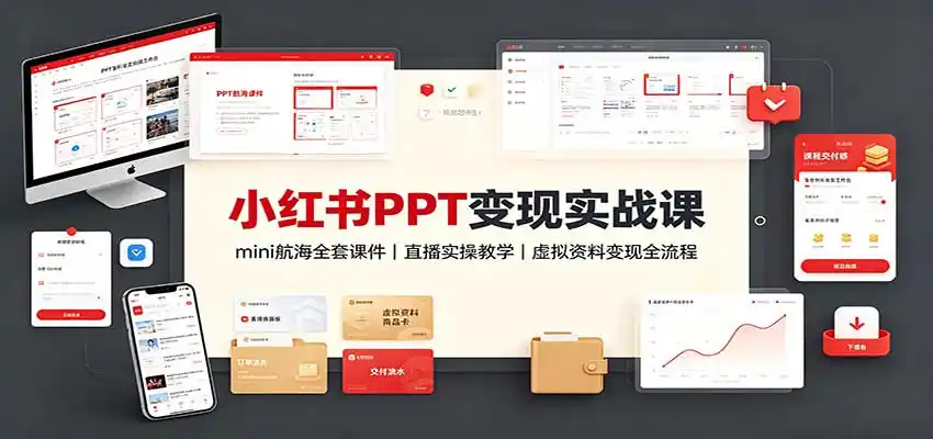 小红书PPT变现实战课:mini航海全套课件+直播实操教学,虚拟资料变现全流程-百盟网