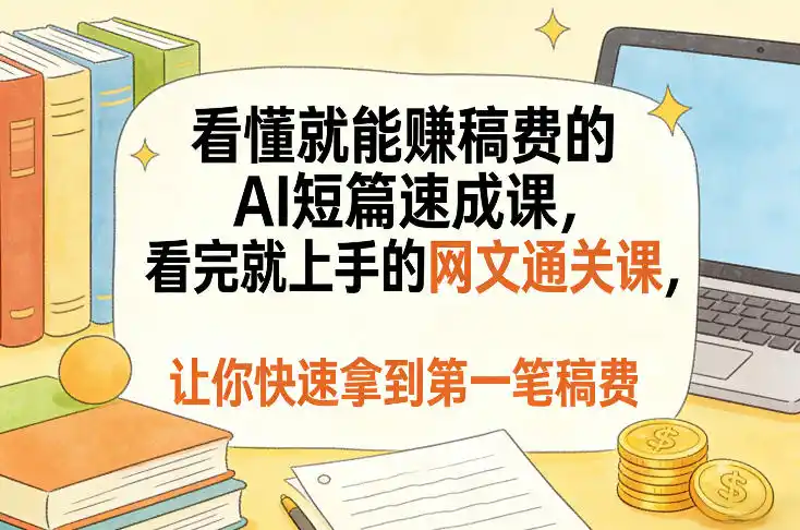 看懂就能賺稿费的AI短篇速成课，看完就上手的网文通关课，让你快速拿到第一笔稿费(更新8月)-百盟网