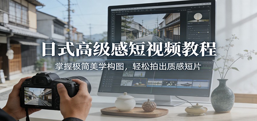 日式高级感短视频教程：掌握极简美学构图，轻松拍出质感短片-百创网