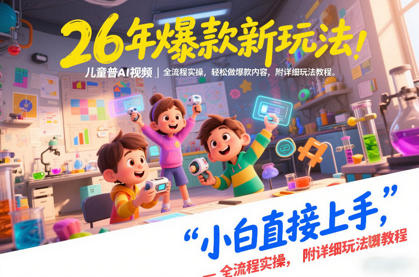 26年爆款新玩法，儿童科普AI视频，全流程实操，轻松做爆款内容，小白直接上手，附详细玩法教程-百创网