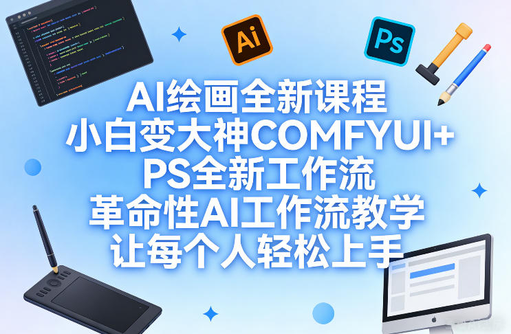 AI绘画全新课程，小白变大神COMFYUI+PS全新工作流，革命性AI工作流教学，让每个人轻松上手-百盟网