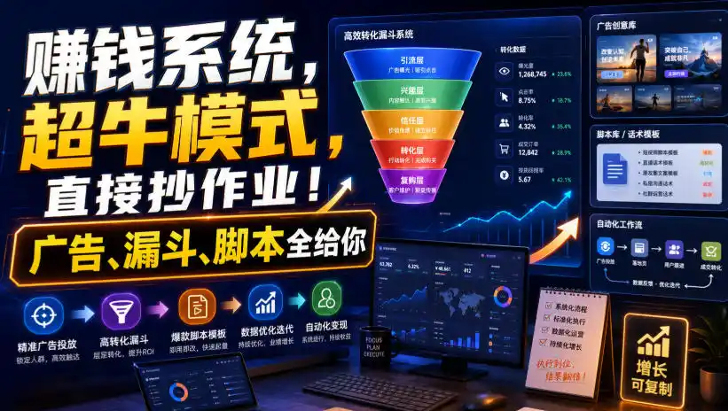 賺钱系统，超牛模式，直接抄作业！广告、漏斗、脚本全给你【原创双语字幕】-百盟网