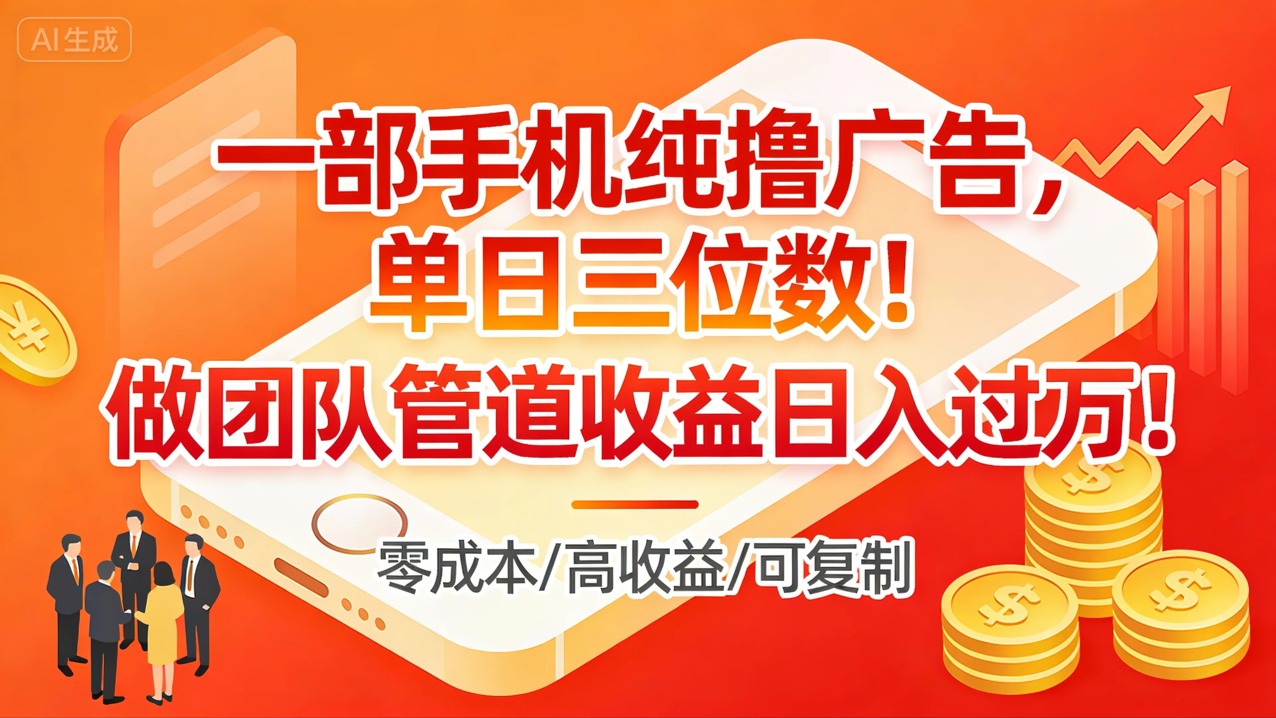 一部手机纯撸广告，单日三位数！做团队管道收益日入过万！-百创网