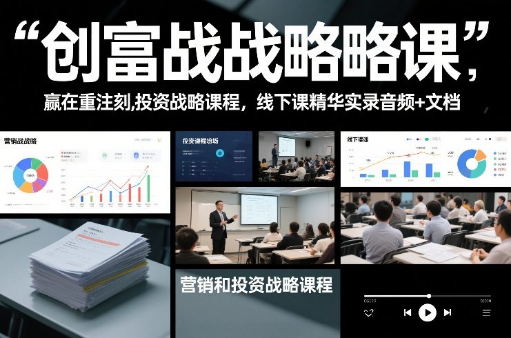 创富战略课，赢在重注时刻，营销和投资战略课程，线下课精华实录音频+文档-百创网