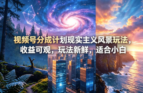 视频号分成计划现实主义风景玩法，收益可观，玩法新鲜，适合小白-百盟网