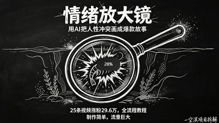 AI制作“情绪放大镜“视频，25条视频涨粉29.6W粉，流量巨大，制作简单，全流程教程-百盟网