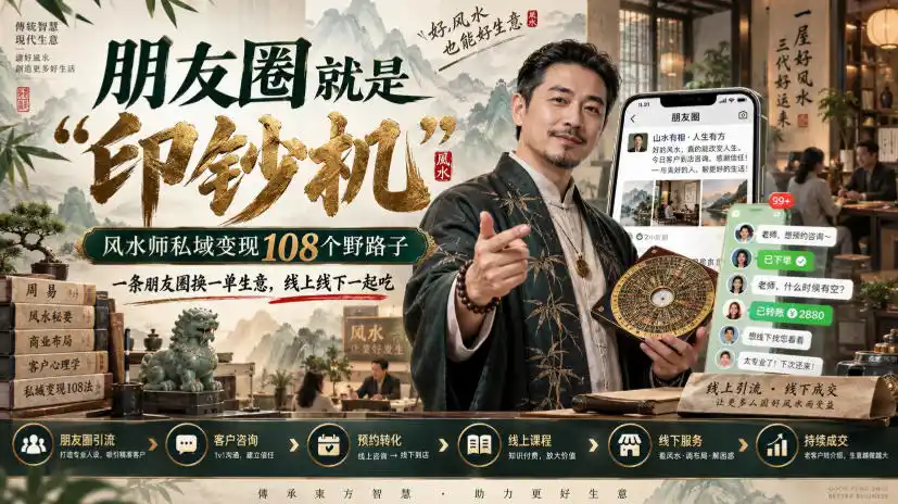 朋友圈就是“印钞机”，风水师私域变现108个野路子，一条朋友圈换一单生意，线上线下一起吃【文档】-百盟网