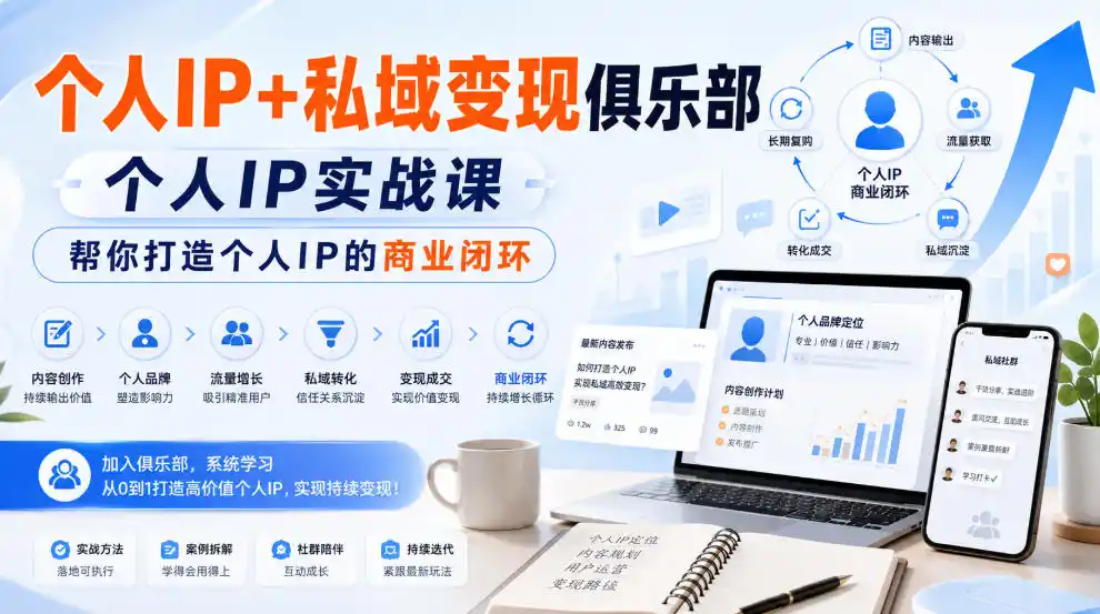 个人IP+私域变现俱乐部，个人IP实战课，帮你打造个人IP的商业闭环-百盟网