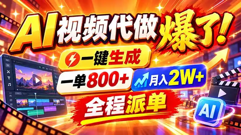 2026年底新赛道,AI视频代做一单800+,小白可做,告别打工 2026年底新赛道,AI视频代做一单800+,小白可做,告别打工